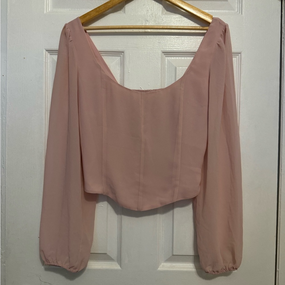 Wilfred Pink Crop Blouse Long Sleeve Relaxed